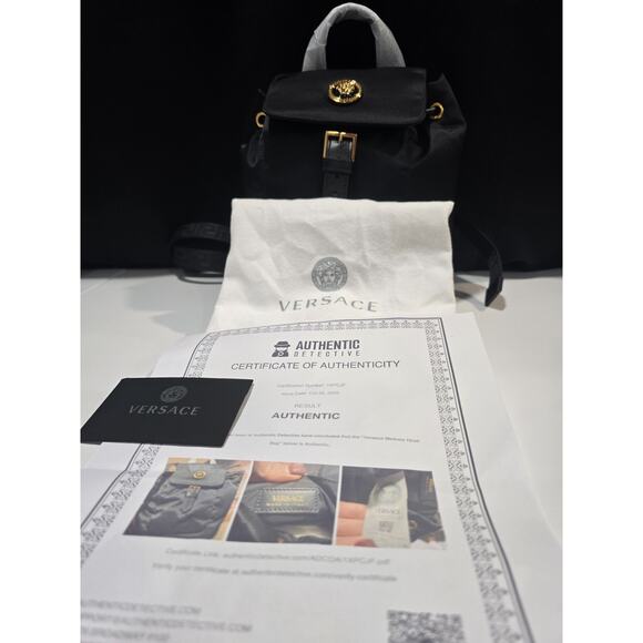 Versace Mini Nylon Medusa Drawstring Backpack Bag - NEW - Picture 7 of 11